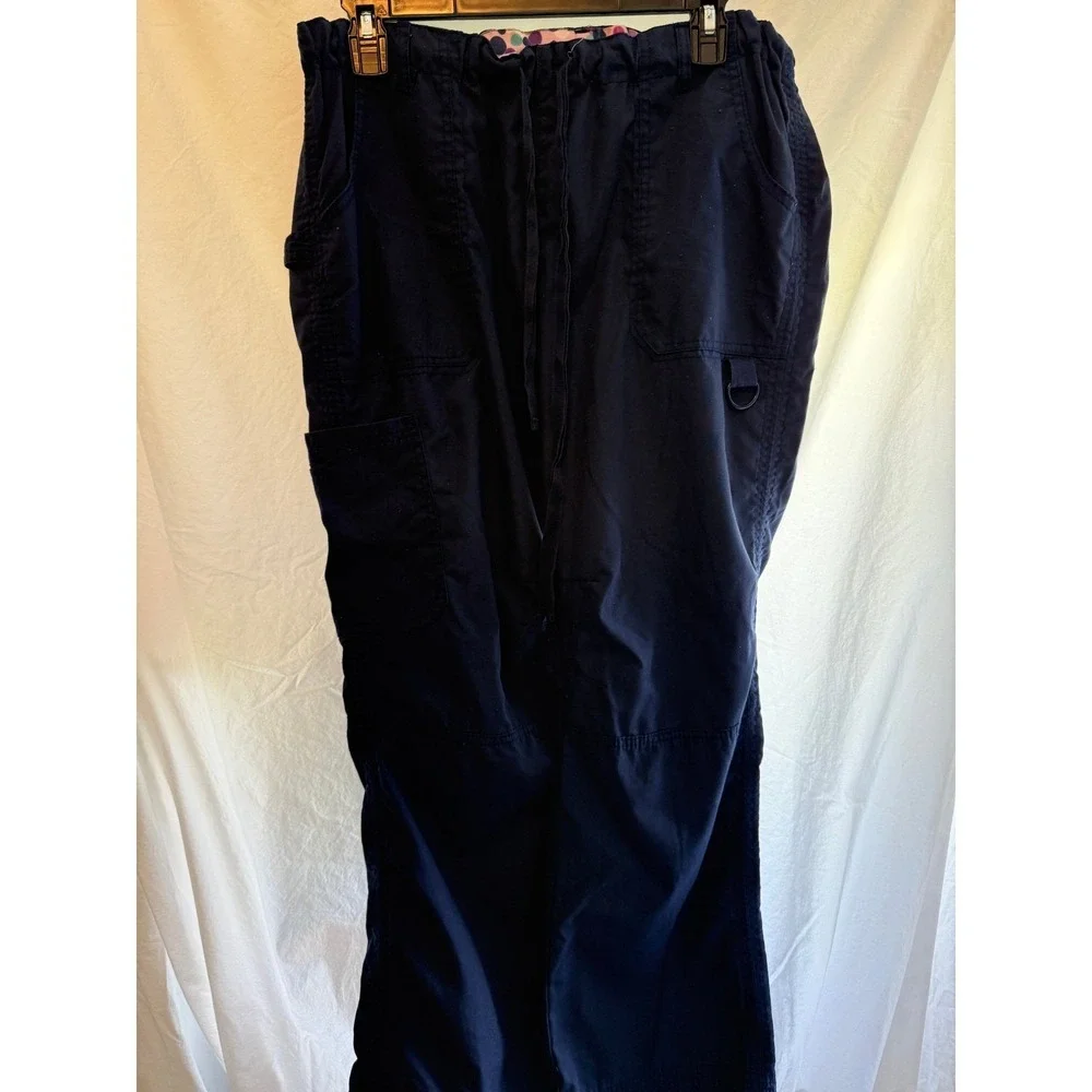 Bannock Court Navy Blue Cargo Scrub Pants Womens Large Elastic Waist Utility